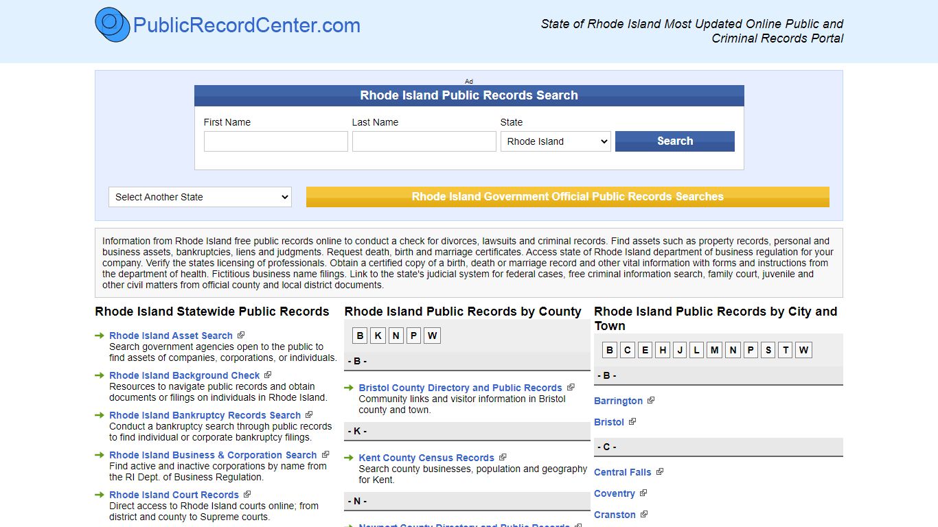 Rhode Island Free Public Records, Criminal Records And ...